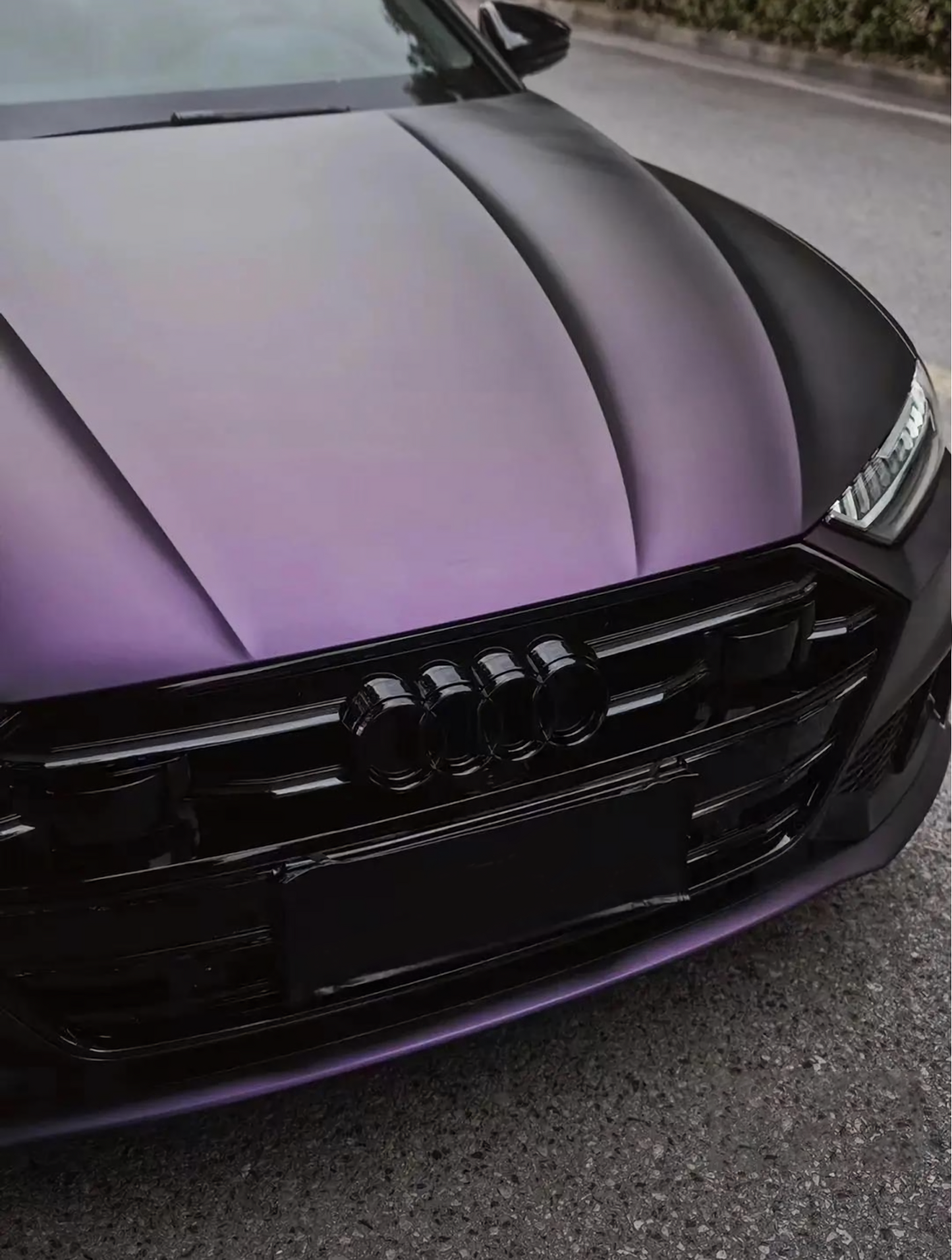 Satin Black Phantom Purple Vinyl Wrap