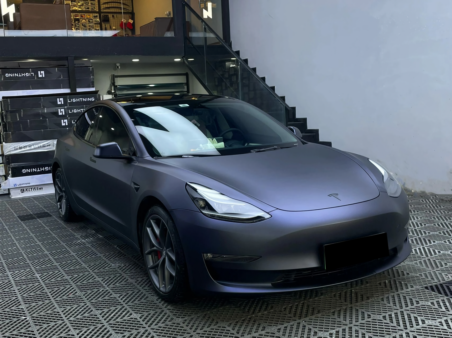 Satin Black Magic Blue Vinyl Wraps