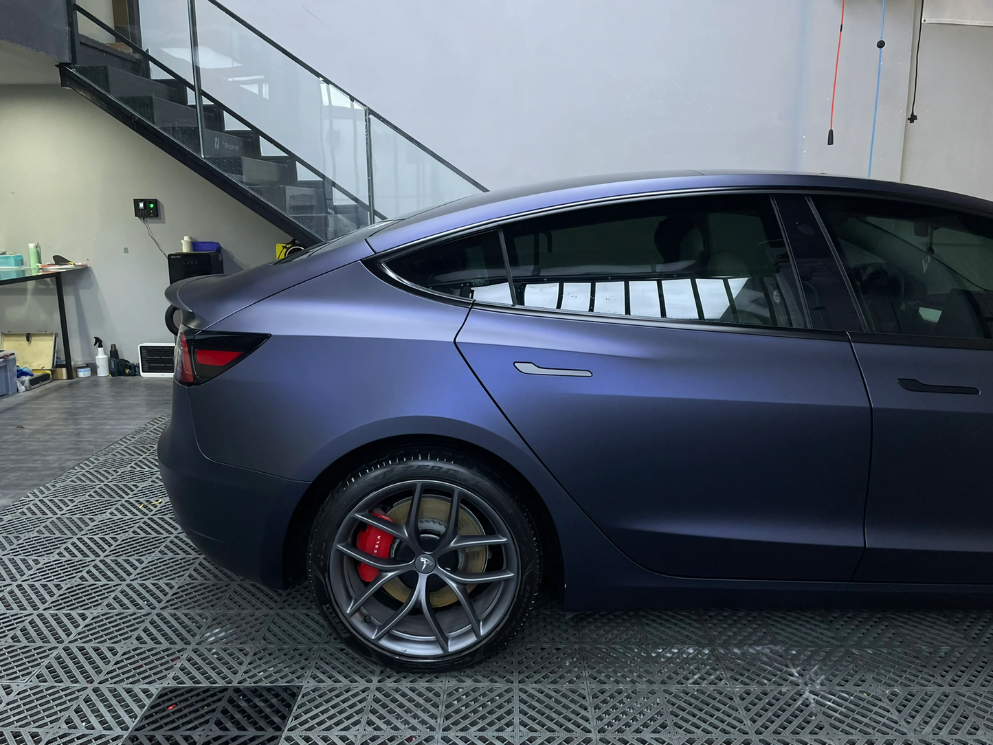 Satin Black Magic Blue Vinyl Wraps