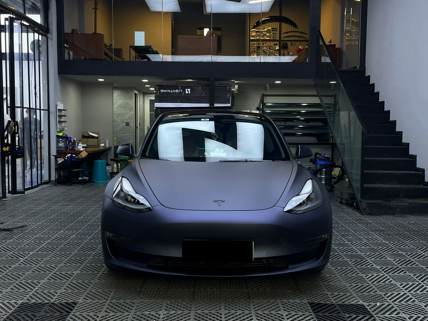 Satin Black Magic Blue Vinyl Wraps